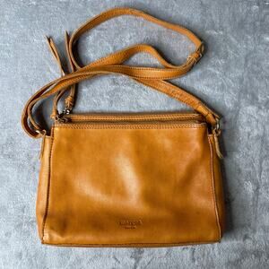 Genuine Leather Margot Pebbled Camel Brown Crossbody Bag Adjustable Strap